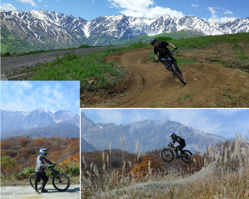 Excursions en VTT dans la vallée de Hakuba, entourée de magnifiques panoramas. VTT, vélo de descente, vélo électrique dans la vallée de Hakuba